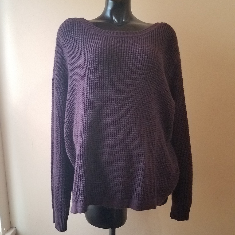 1State Cable Knit Back V neck Sweater